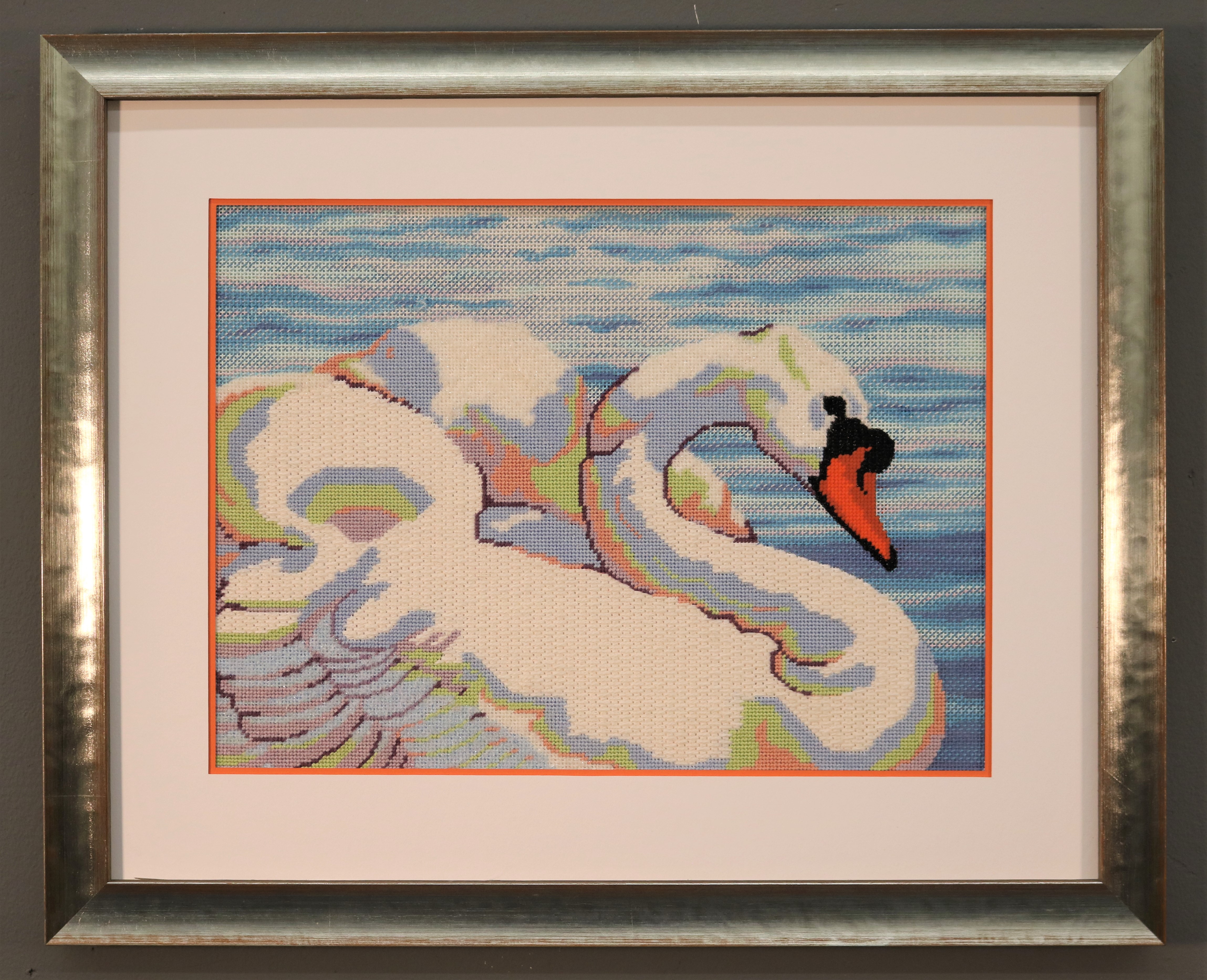 Framed stitching of swan